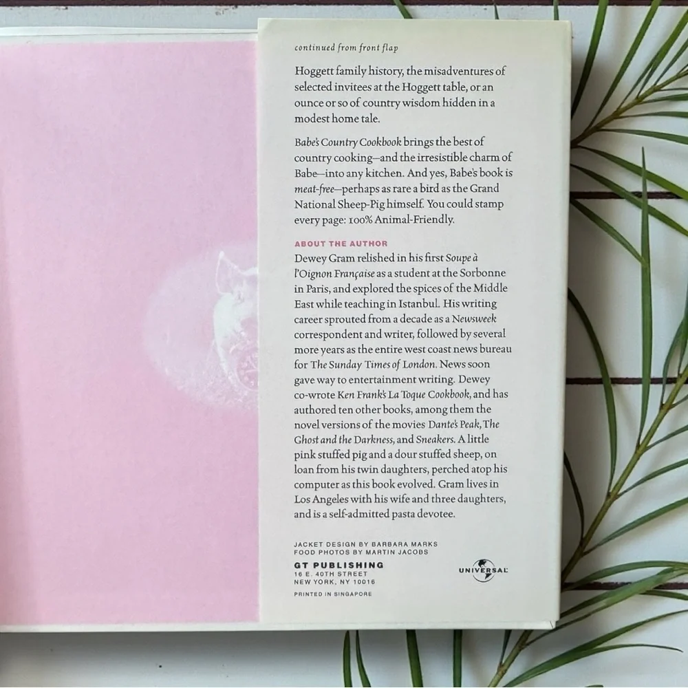 Babe’s Country Cookbook Hardcover (1998) – Meat-Free Recipes Vegetarian Cookbook